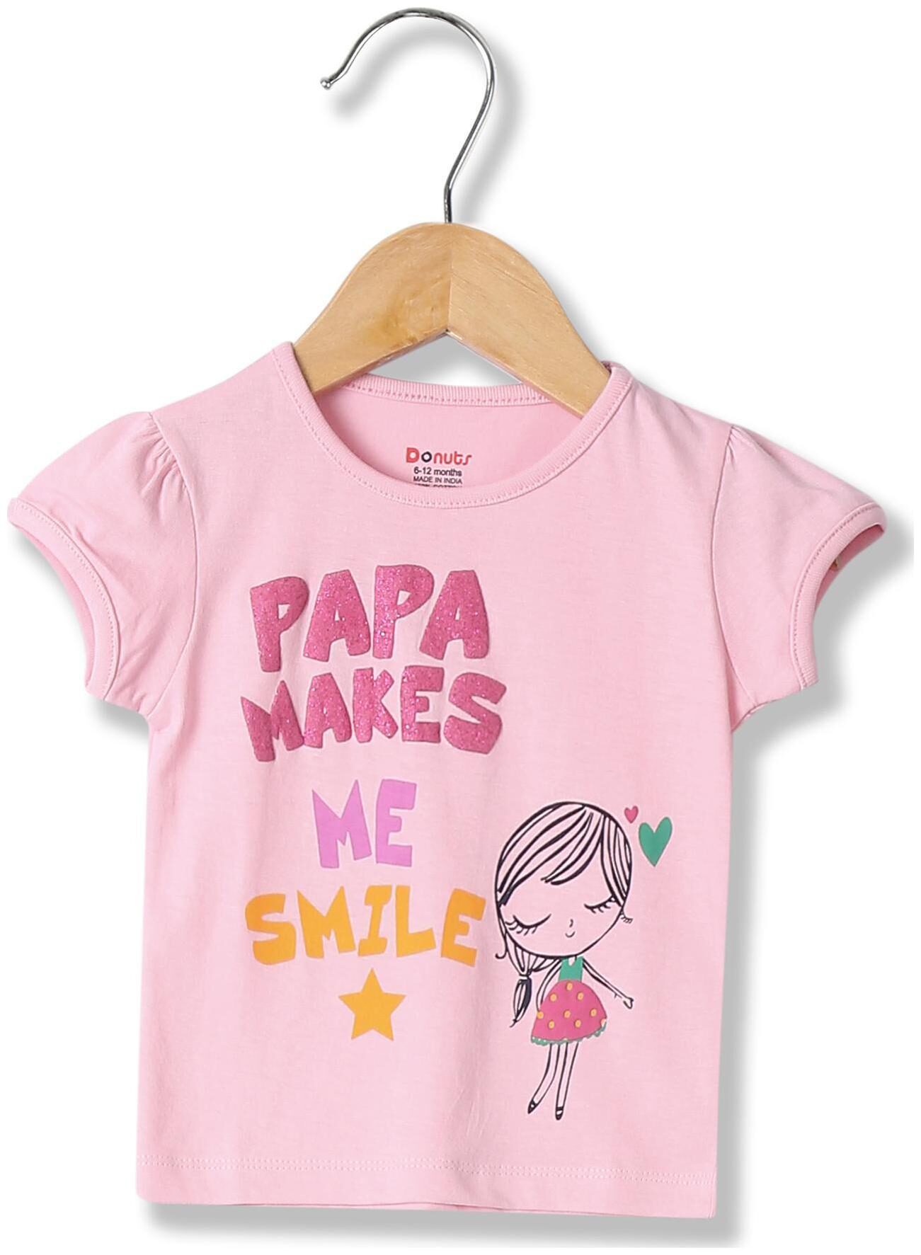 

Donuts Cotton Printed T shirt for Baby Girl - Pink
