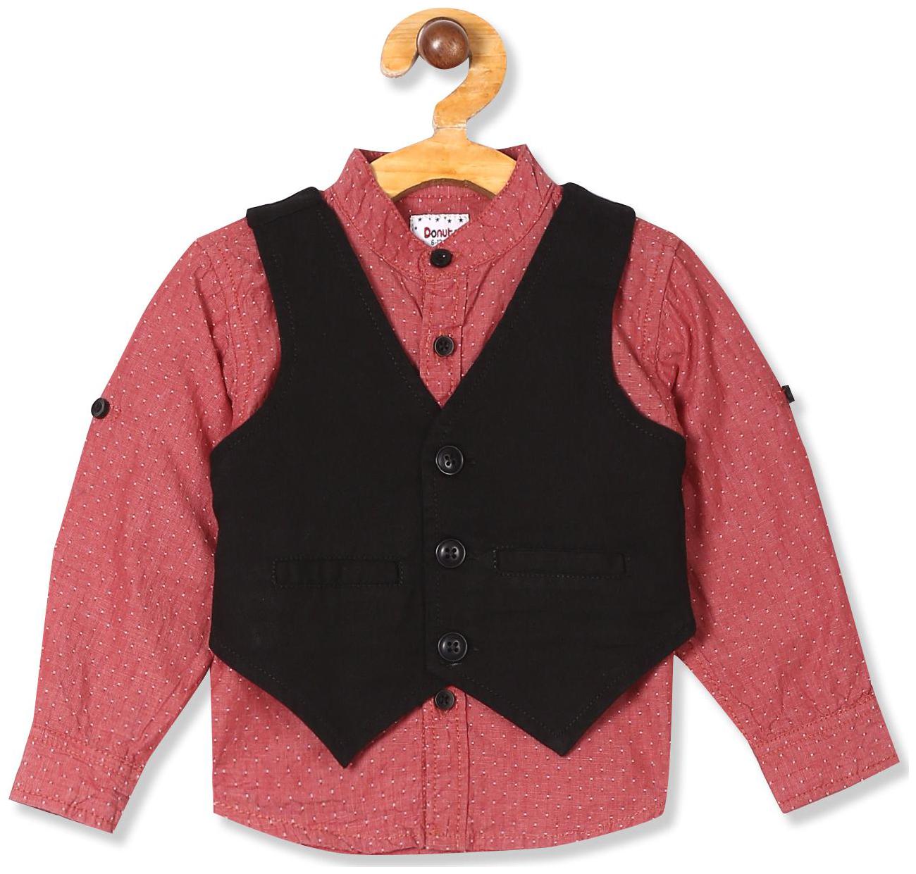 

Donuts Cotton Self design Shirt for Baby Boy - Pink Black