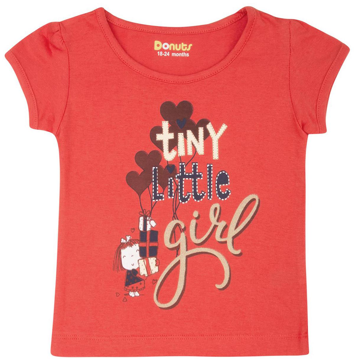 

Donuts Cotton Printed T shirt for Baby Girl - Red
