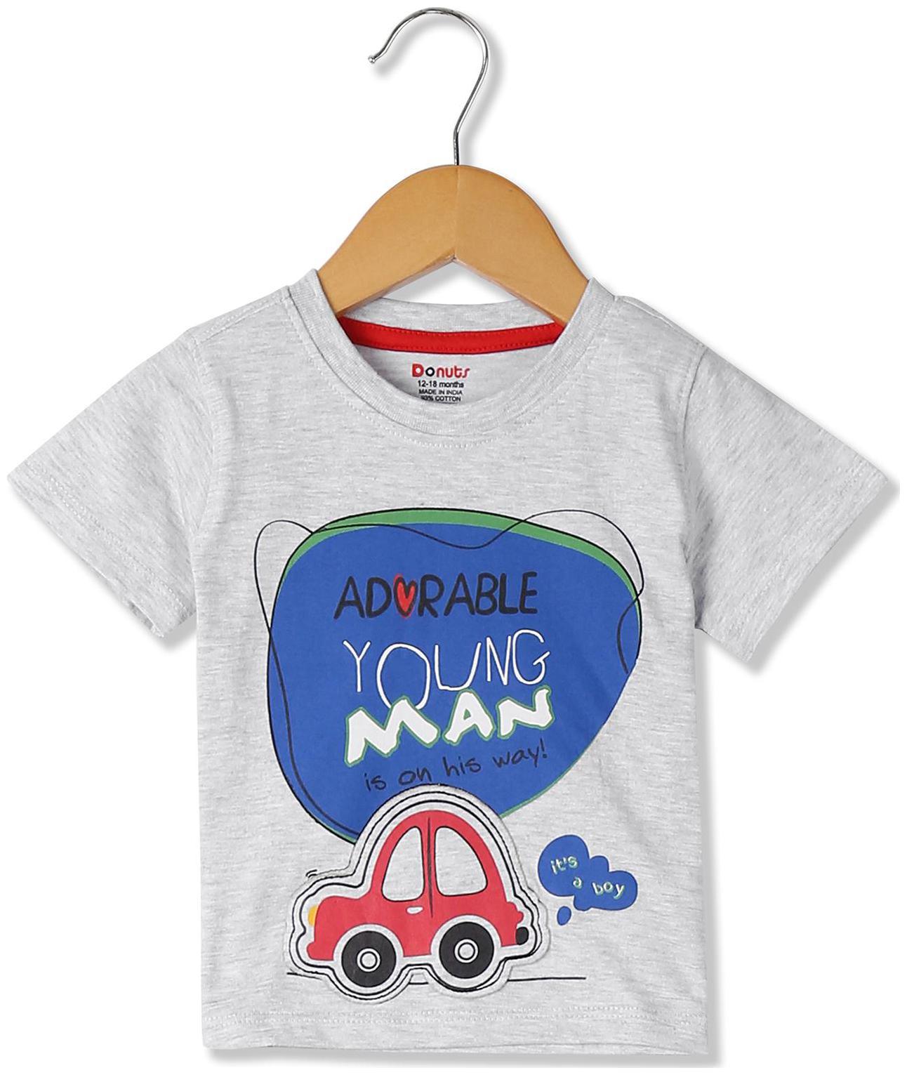 

Donuts Cotton blend Printed T shirt for Baby Boy - Grey