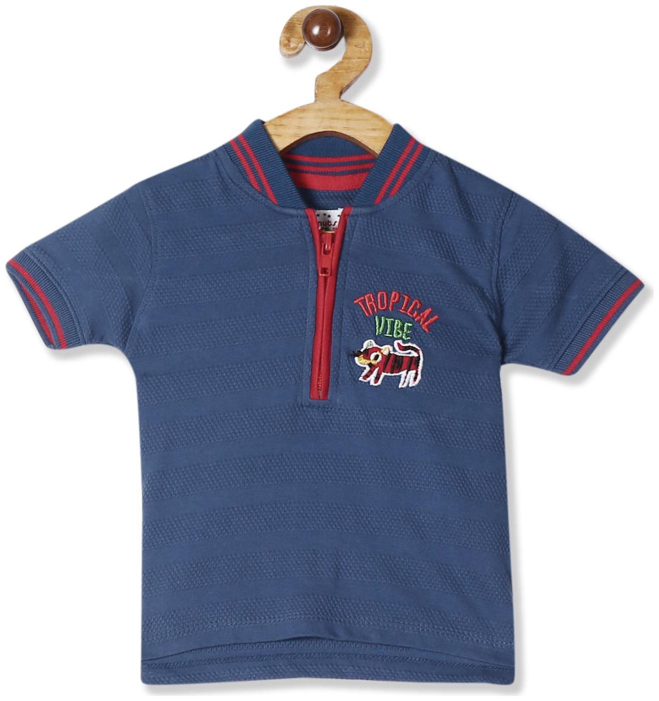 

Donuts Cotton Self design T shirt for Baby Boy - Blue