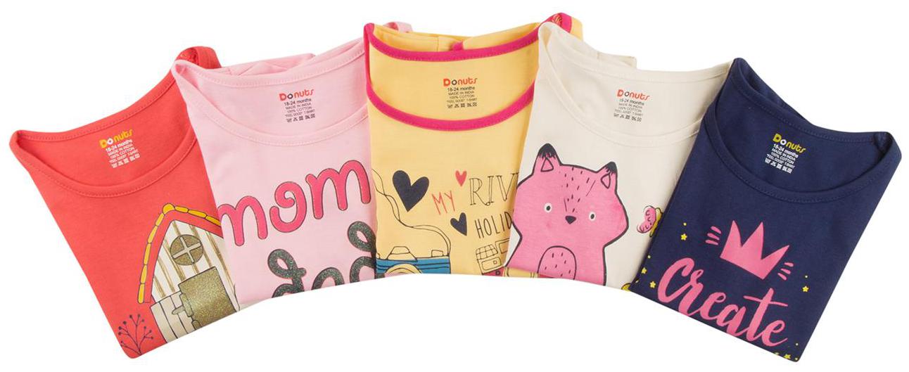 

Donuts Cotton Printed T shirt for Baby Girl - Multi