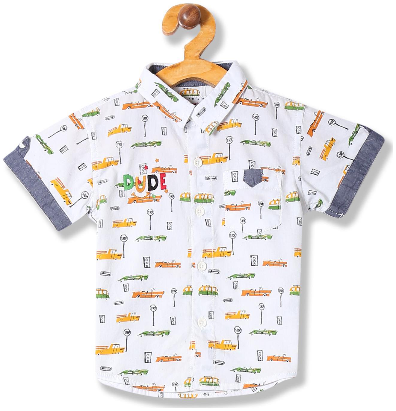 

Donuts Cotton Printed Shirt for Baby Boy - White