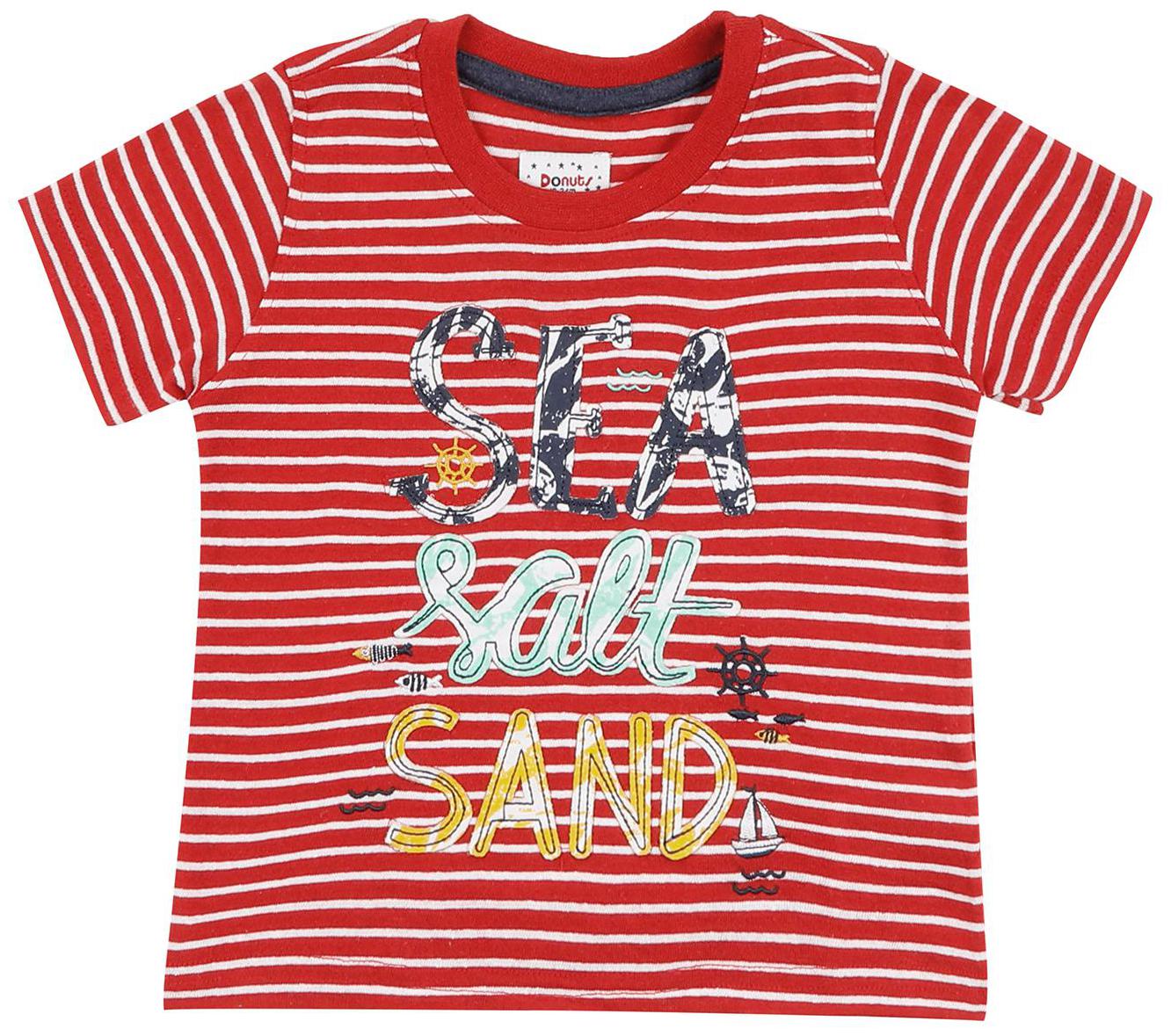 

Donuts Cotton Striped T shirt for Baby Boy - Red