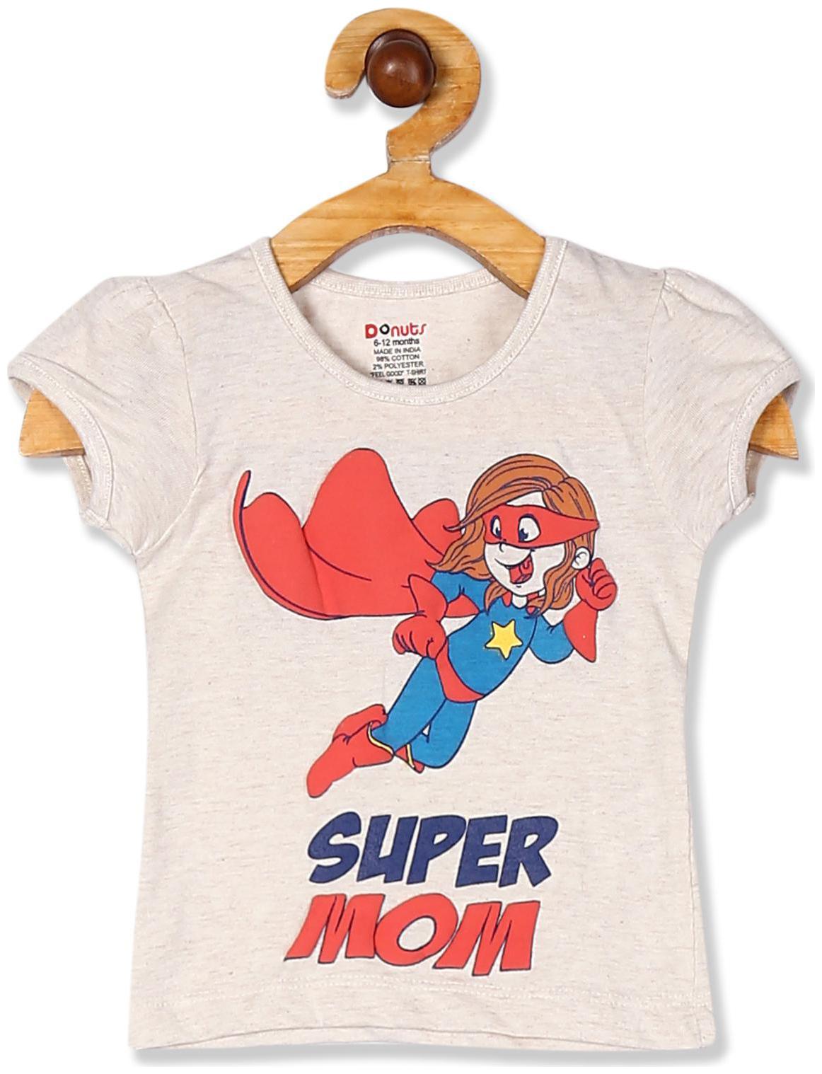 

Donuts Cotton Printed T shirt for Baby Girl - White
