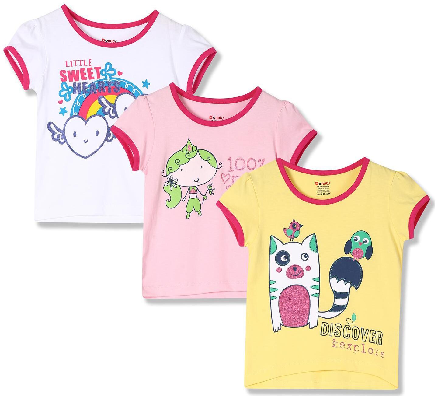 

Donuts Cotton Printed T shirt for Baby Girl - Multi