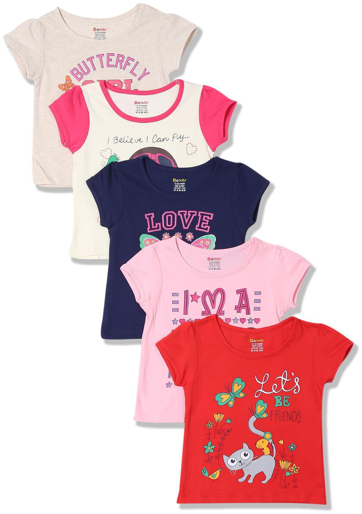 

Donuts Cotton Printed T shirt for Baby Girl - Multi