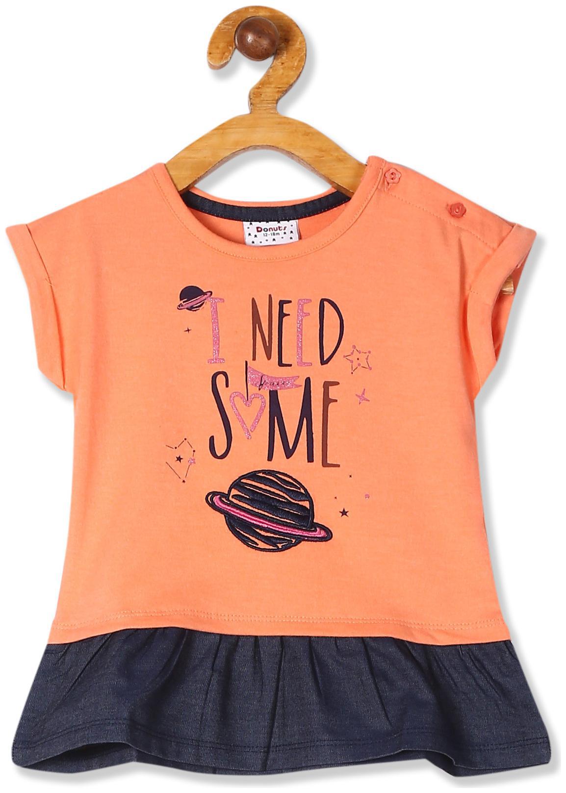 

Donuts Cotton Printed Top for Baby Girl - Orange