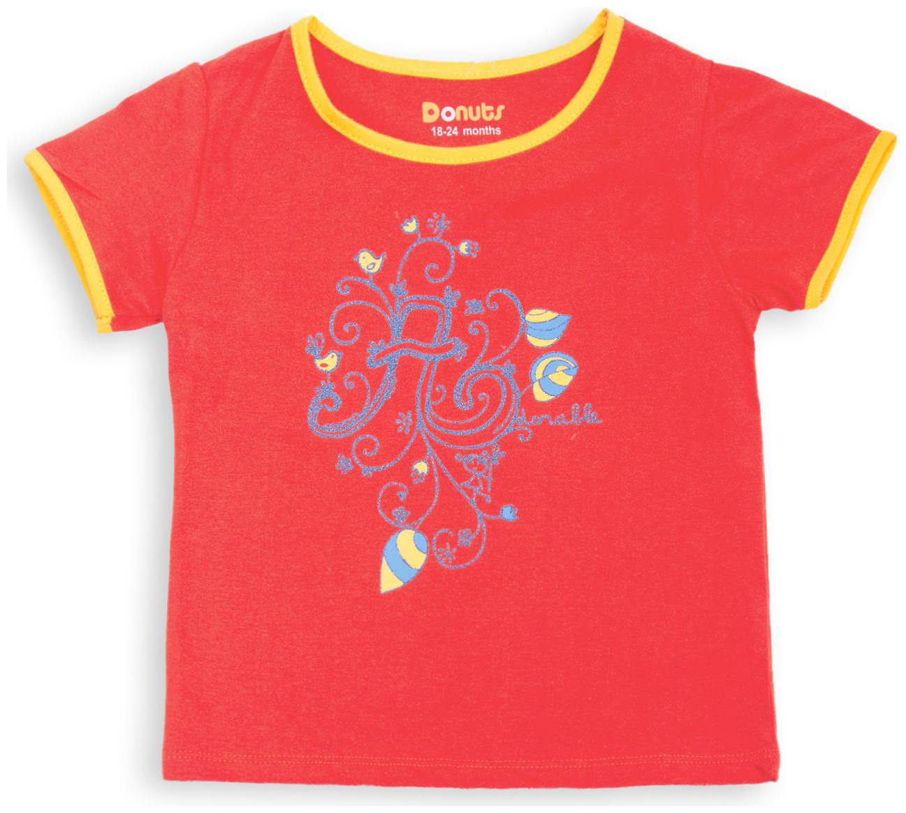 

Donuts Cotton Printed T shirt for Baby Girl - Red