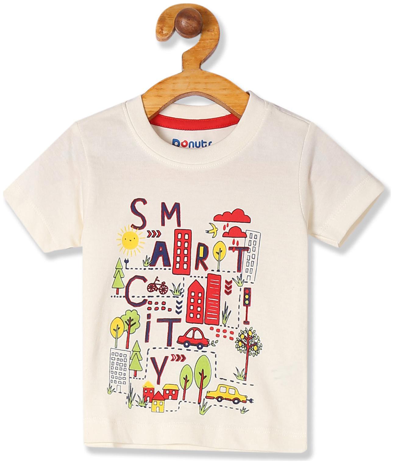 

Donuts Cotton Printed T shirt for Baby Boy - White