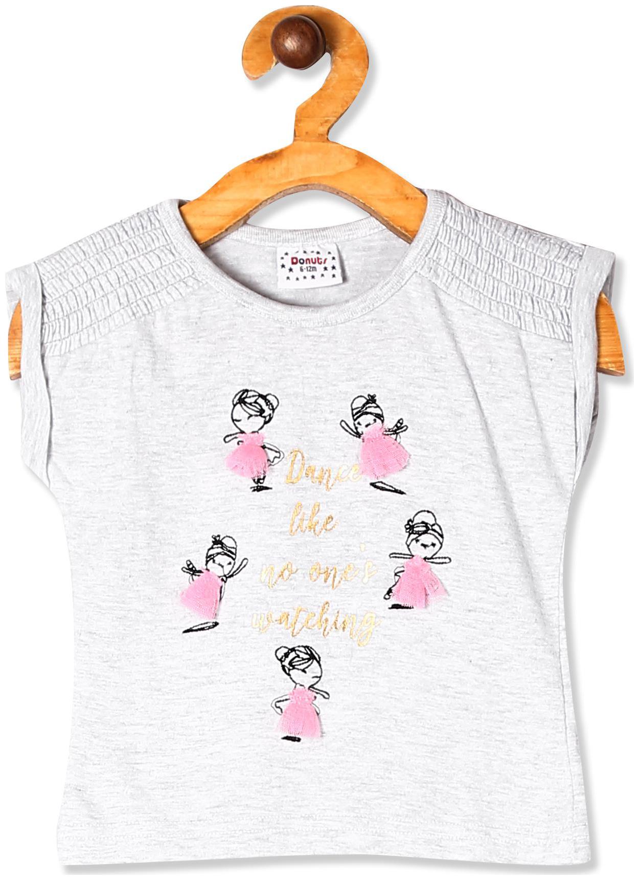 

Donuts Cotton Printed T shirt for Baby Girl - Grey