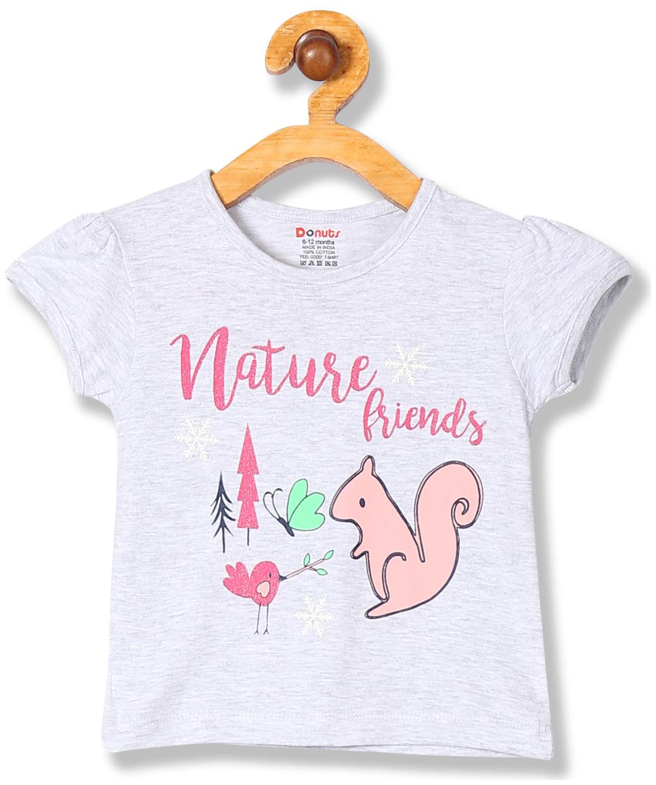 

Donuts Cotton Printed T shirt for Baby Girl - Grey