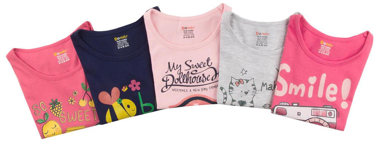 

Donuts Cotton Printed T shirt for Baby Girl - Multi