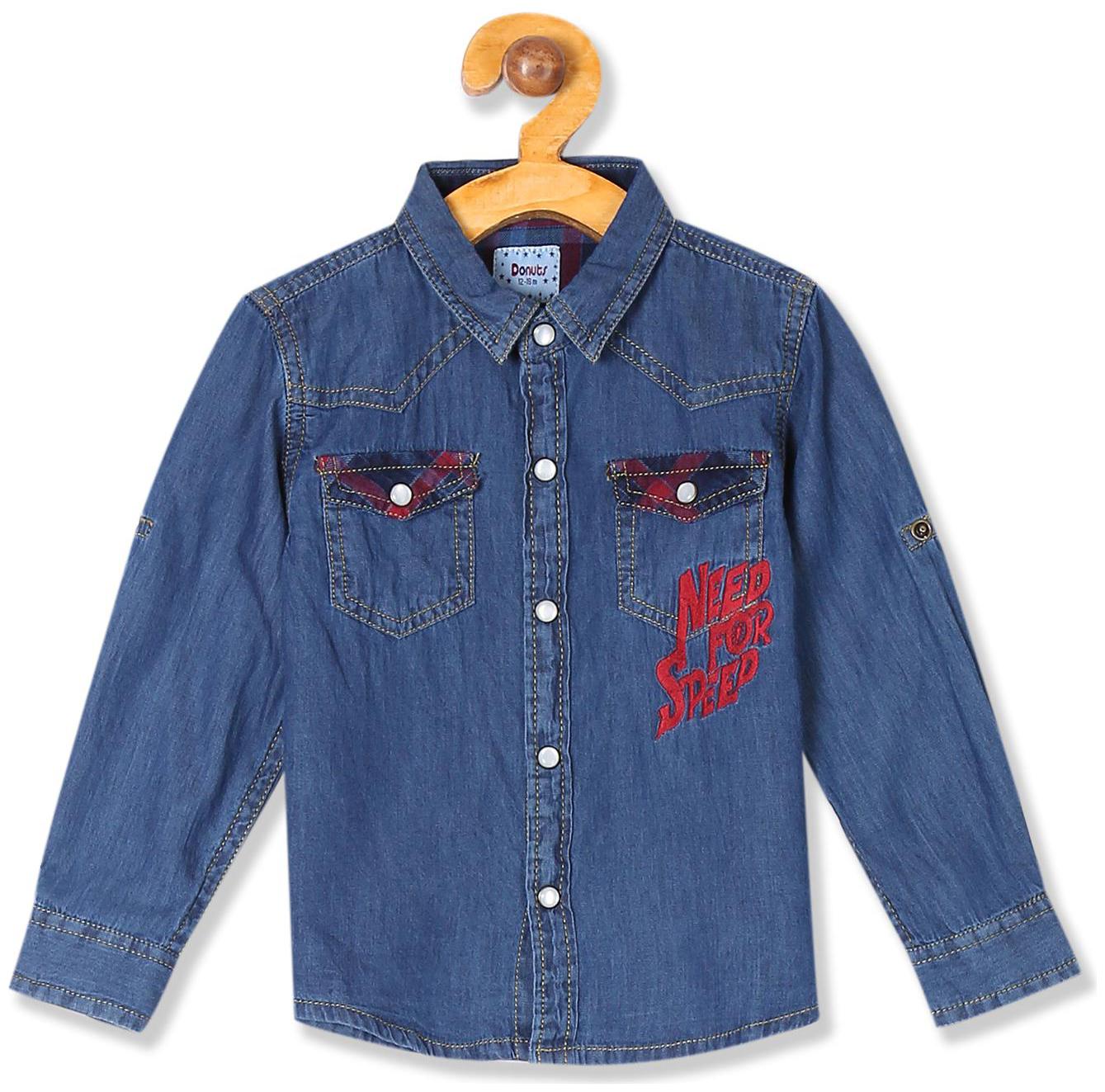 

Donuts Cotton Solid Shirt for Baby Boy - Blue