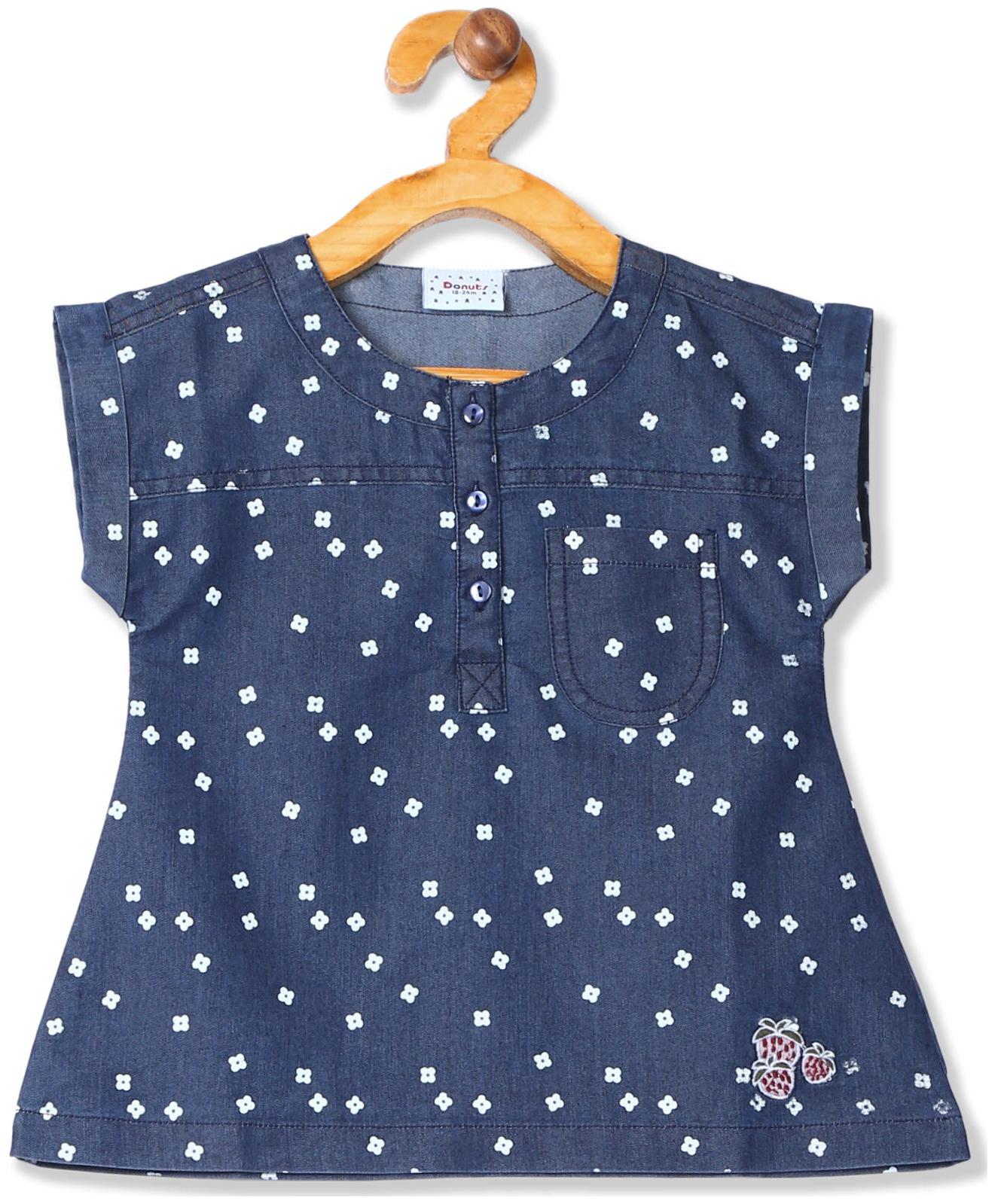 

Donuts Cotton Printed Top for Baby Girl - Blue