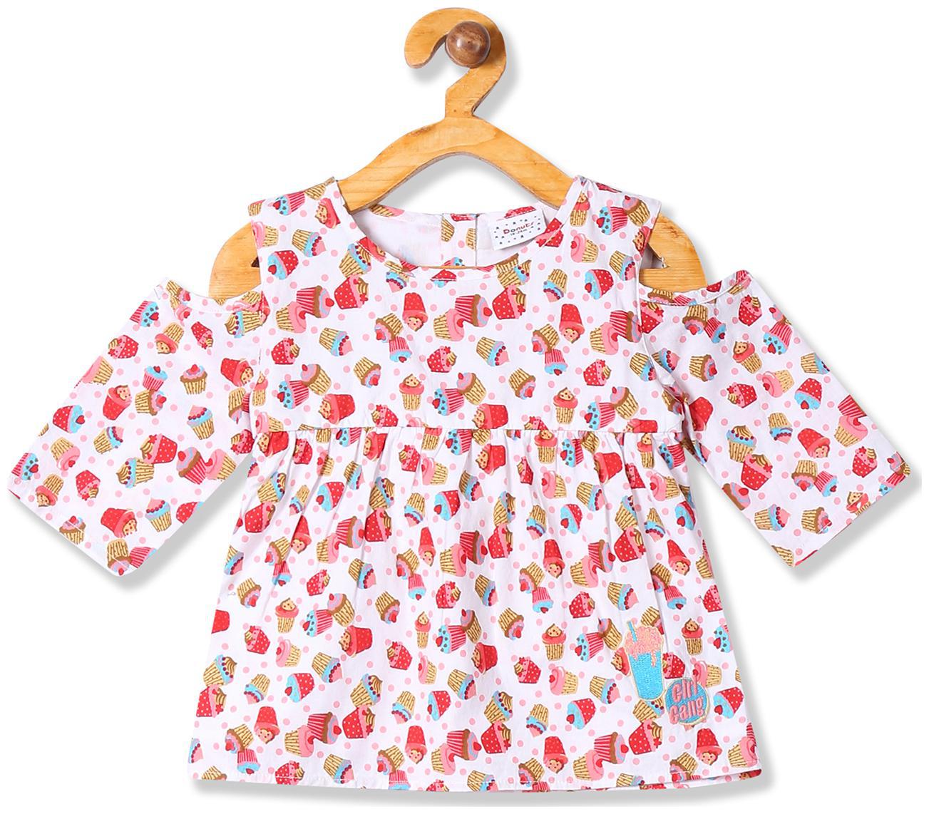 

Donuts Cotton Printed Top for Baby Girl - Red