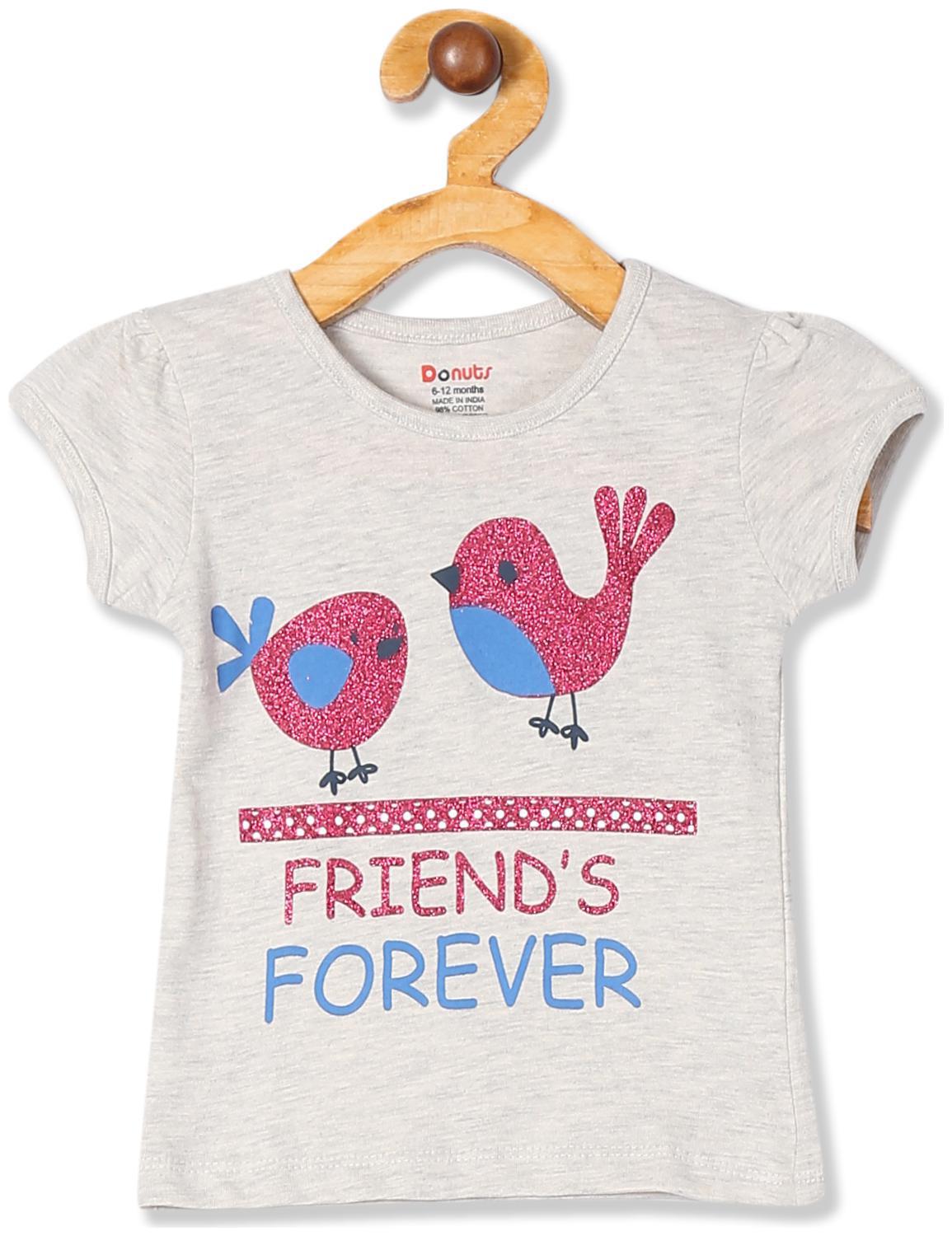 

Donuts Cotton Printed T shirt for Baby Girl - Grey