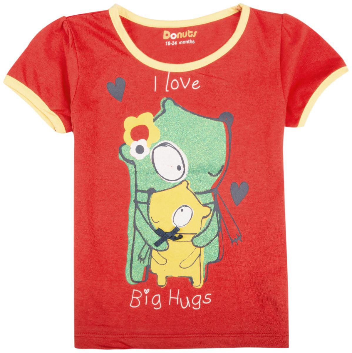 

Donuts Cotton Printed T shirt for Baby Girl - Red