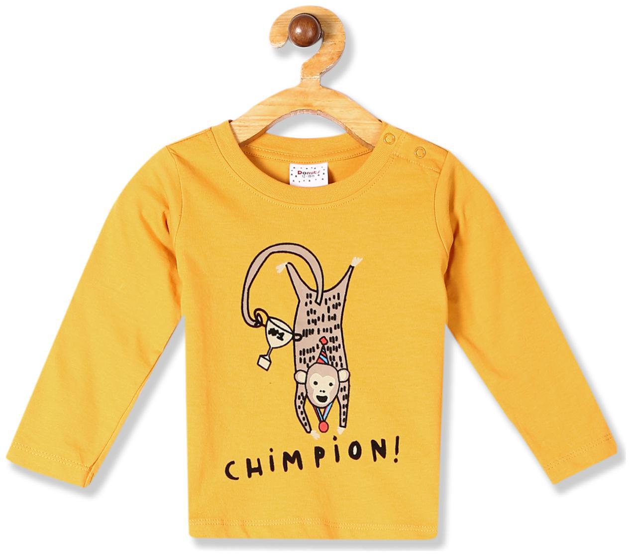 

Donuts Cotton Printed T shirt for Baby Boy - Yellow