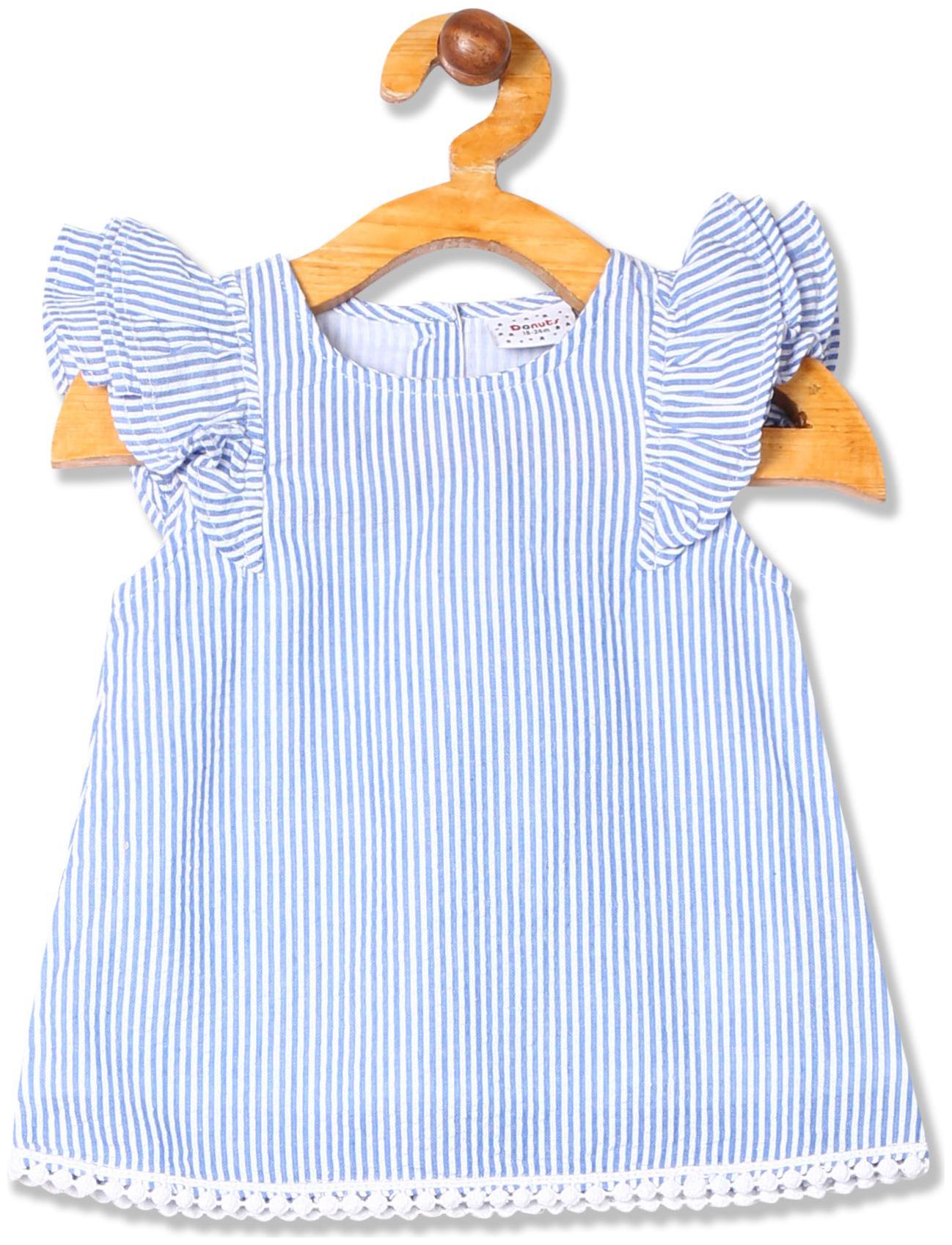 

Donuts Cotton Striped Top for Baby Girl - Blue