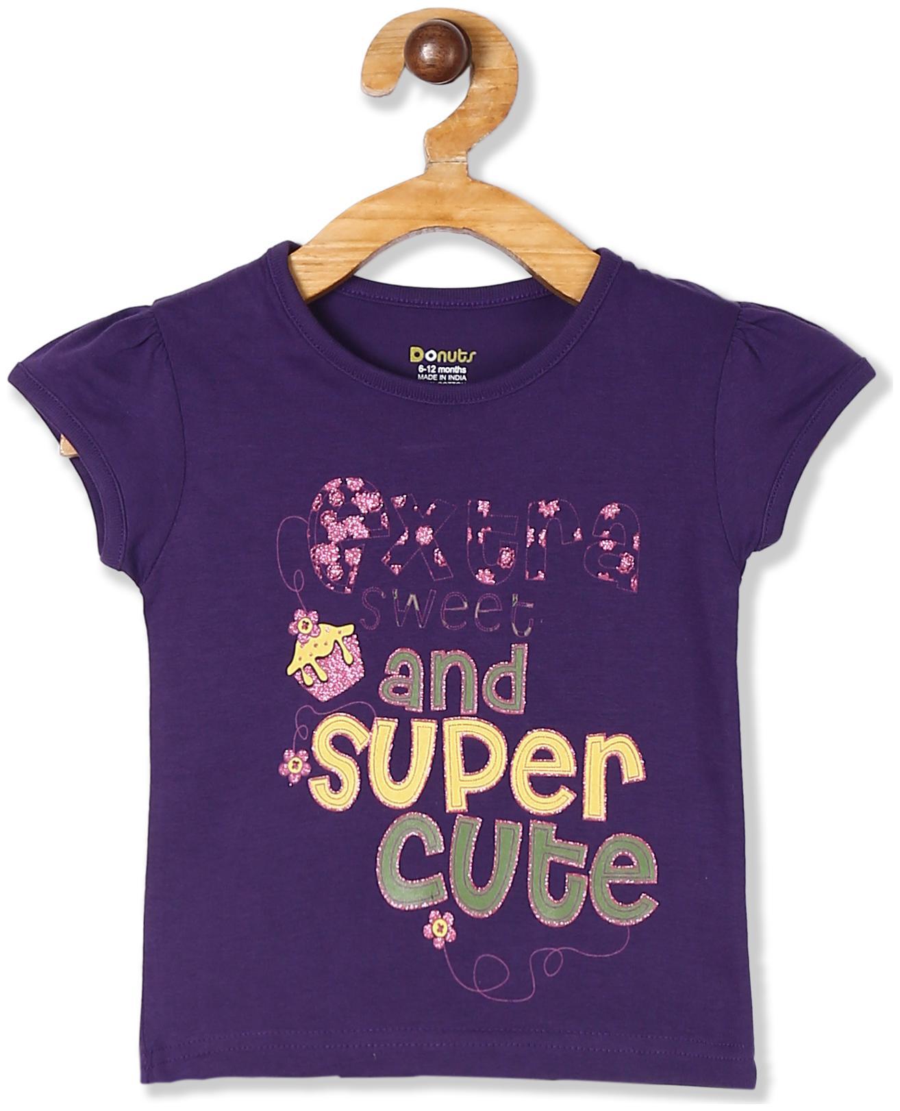 

Donuts Cotton Printed T shirt for Baby Girl - Purple