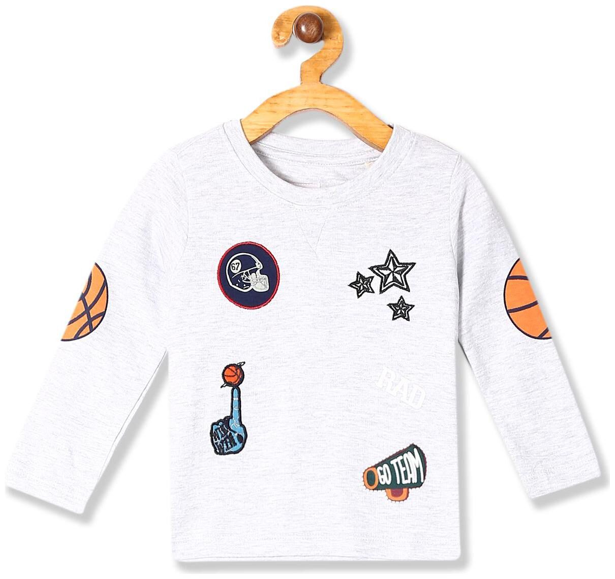 

Donuts Cotton Self design T shirt for Baby Boy - Grey