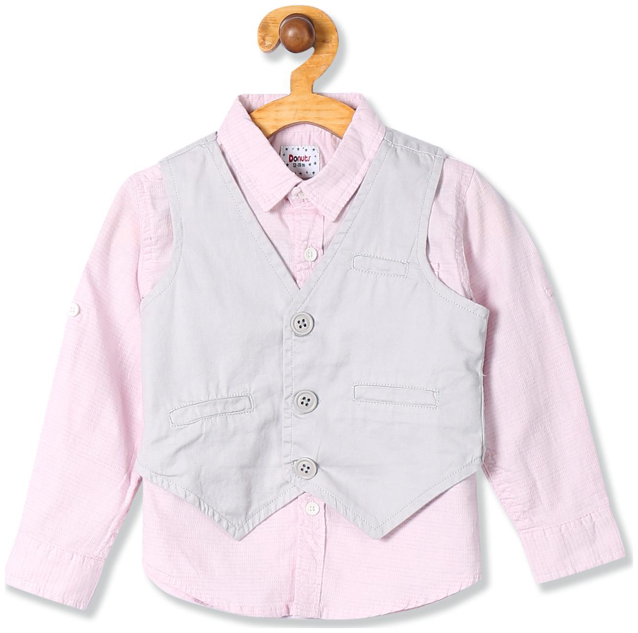 

Donuts Cotton Self design Shirt for Baby Boy - Pink