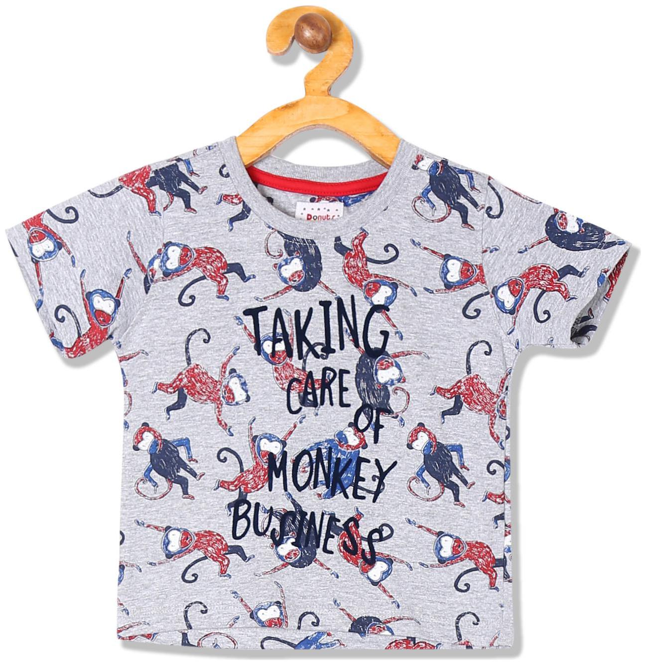 

Donuts Cotton Printed T shirt for Baby Boy - Grey