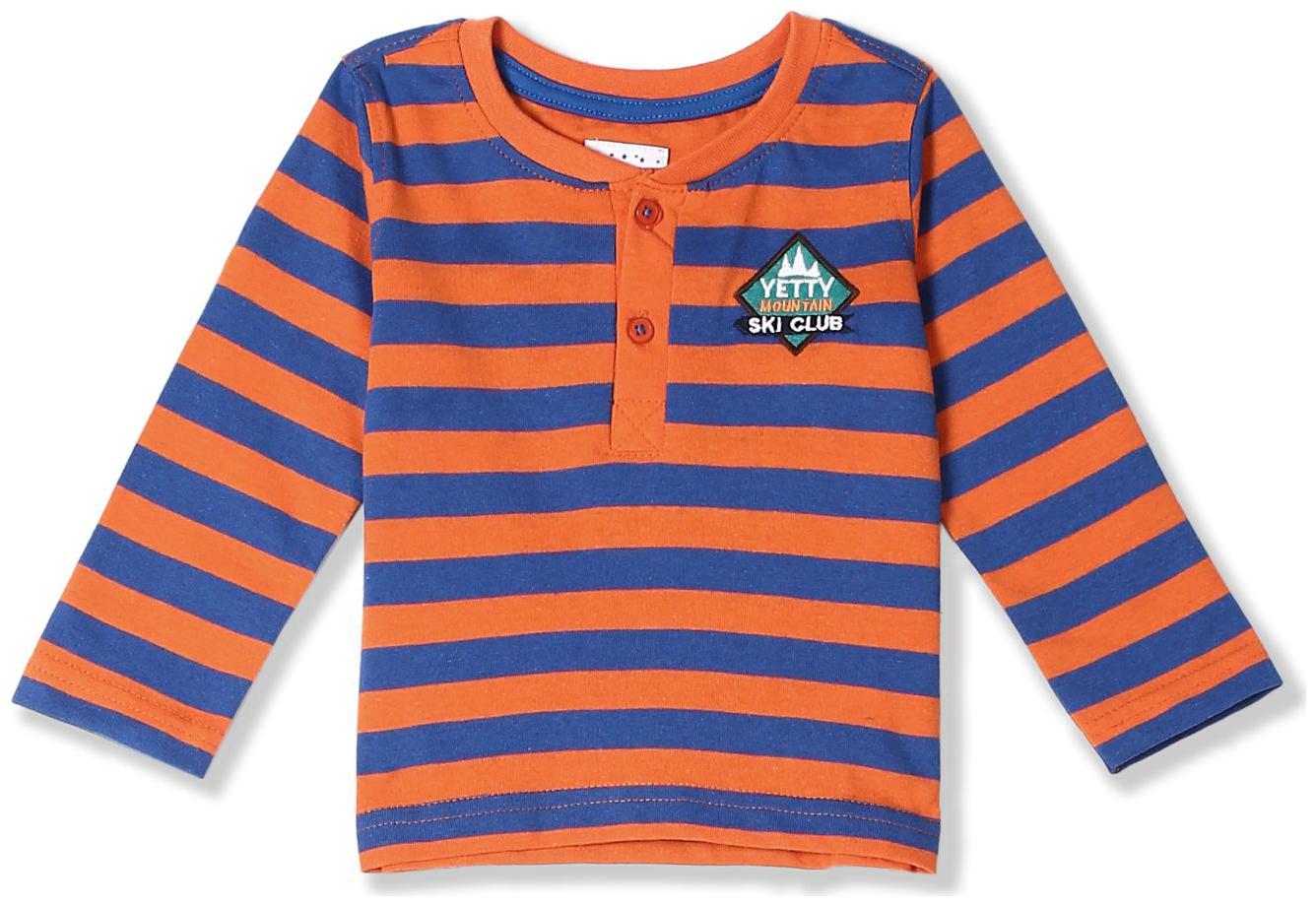 

Donuts Cotton Striped T shirt for Baby Boy - Orange