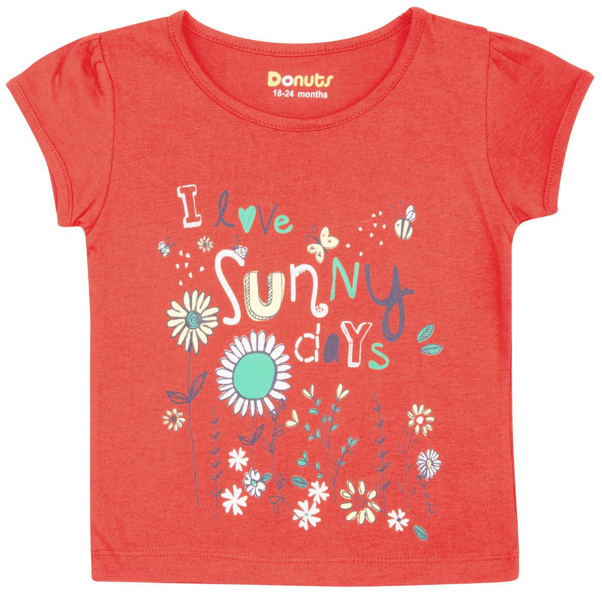 

Donuts Cotton Printed T shirt for Baby Girl - Red