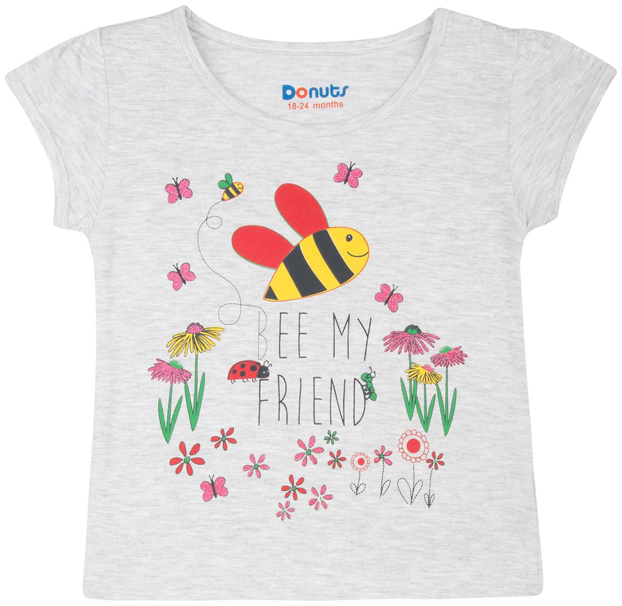 

Donuts Cotton Printed T shirt for Baby Girl - Grey