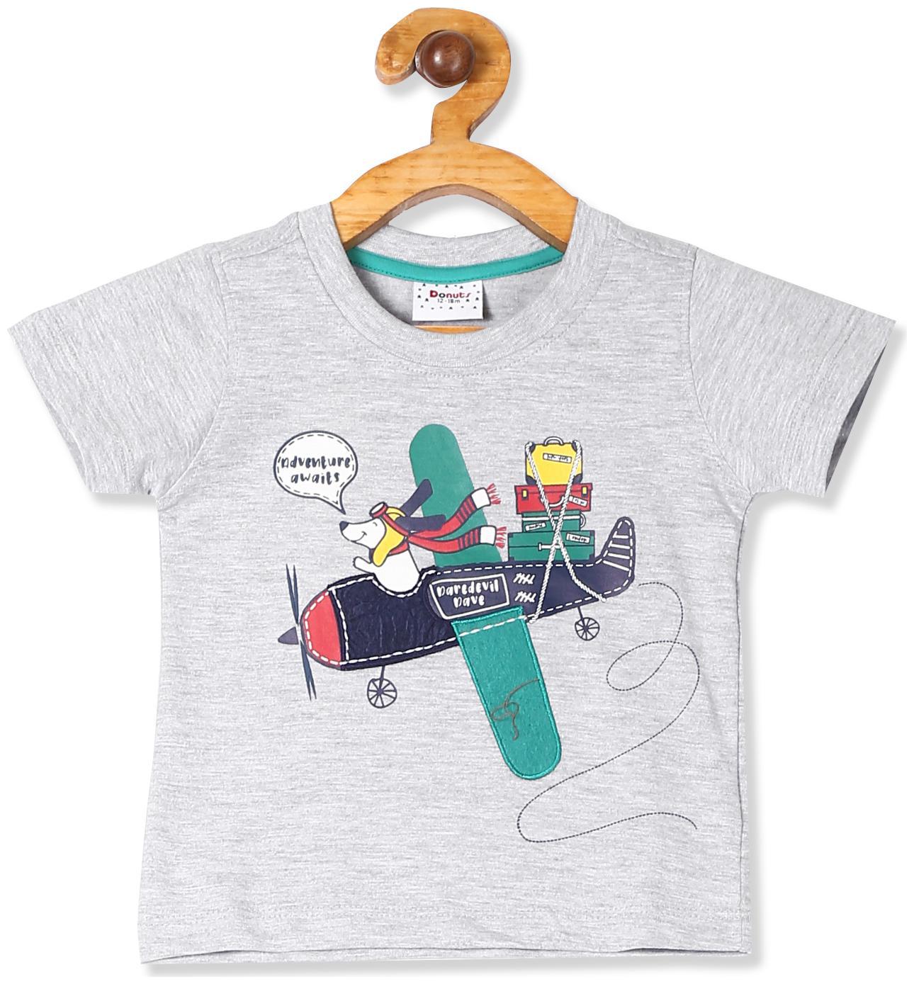 

Donuts Cotton Printed T shirt for Baby Boy - Grey