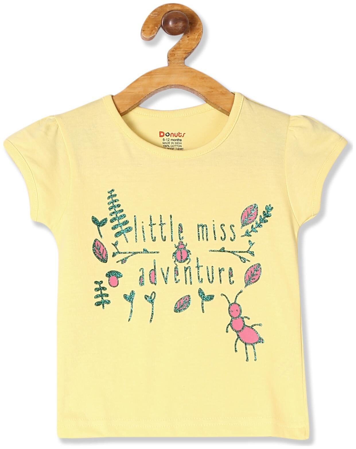 

Donuts Cotton Printed T shirt for Baby Girl - Yellow