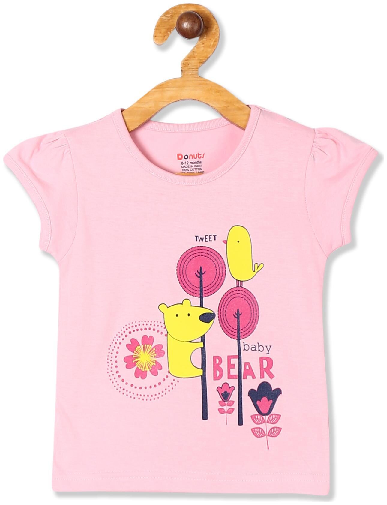 

Donuts Cotton Printed T shirt for Baby Girl - Pink