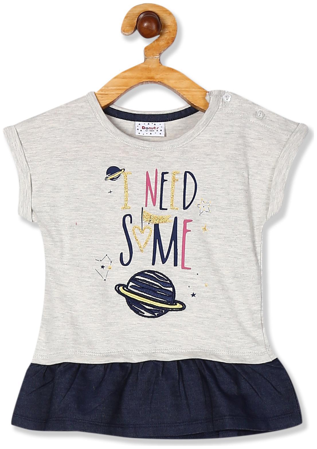 

Donuts Cotton Printed Top for Baby Girl - Grey