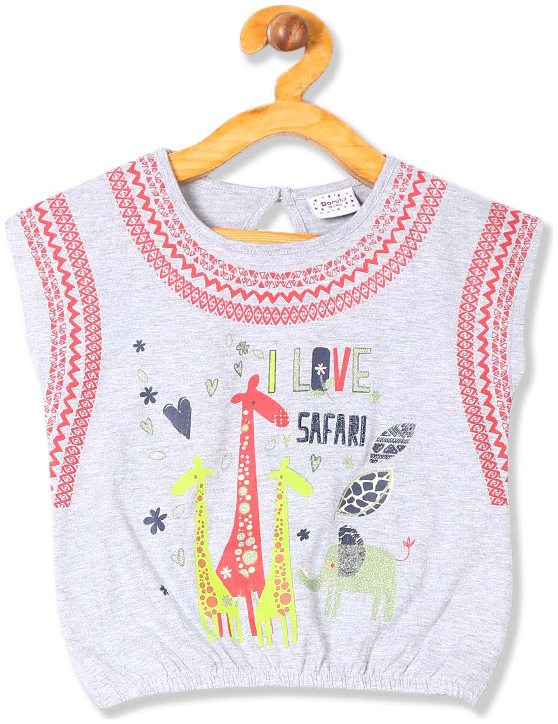 

Donuts Cotton Printed Top for Baby Girl - Grey