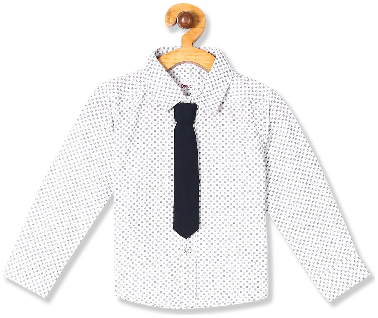 

Donuts Cotton Printed Shirt for Baby Boy - White