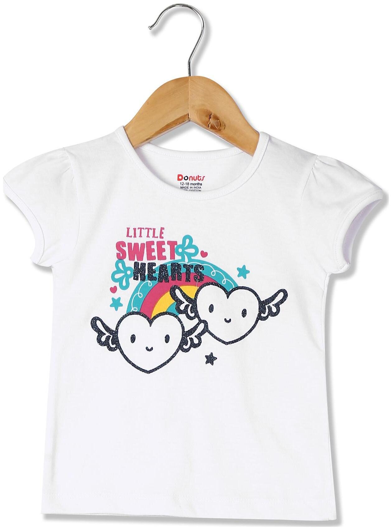 

Donuts Cotton Printed T shirt for Baby Girl - White
