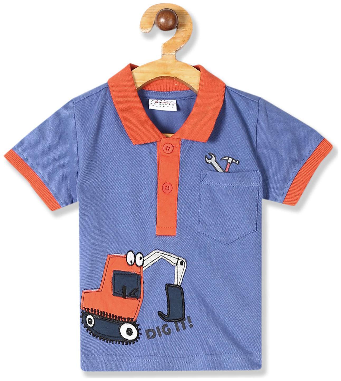 

Donuts Cotton Self design T shirt for Baby Boy - Blue