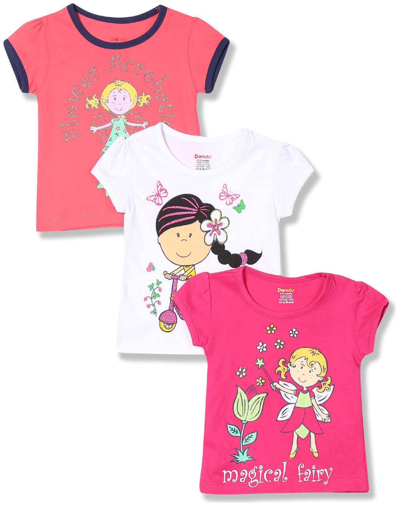 

Donuts Cotton Printed T shirt for Baby Girl - Multi