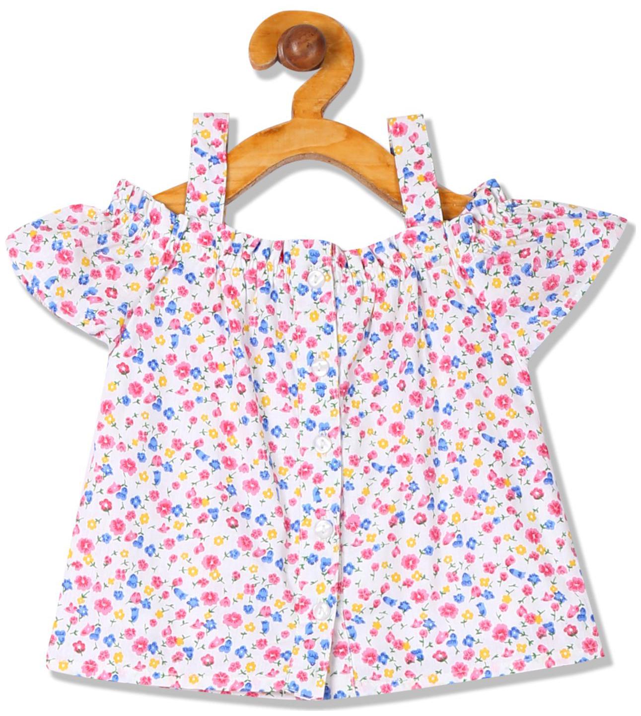 

Donuts Cotton Floral Top for Baby Girl - Multi