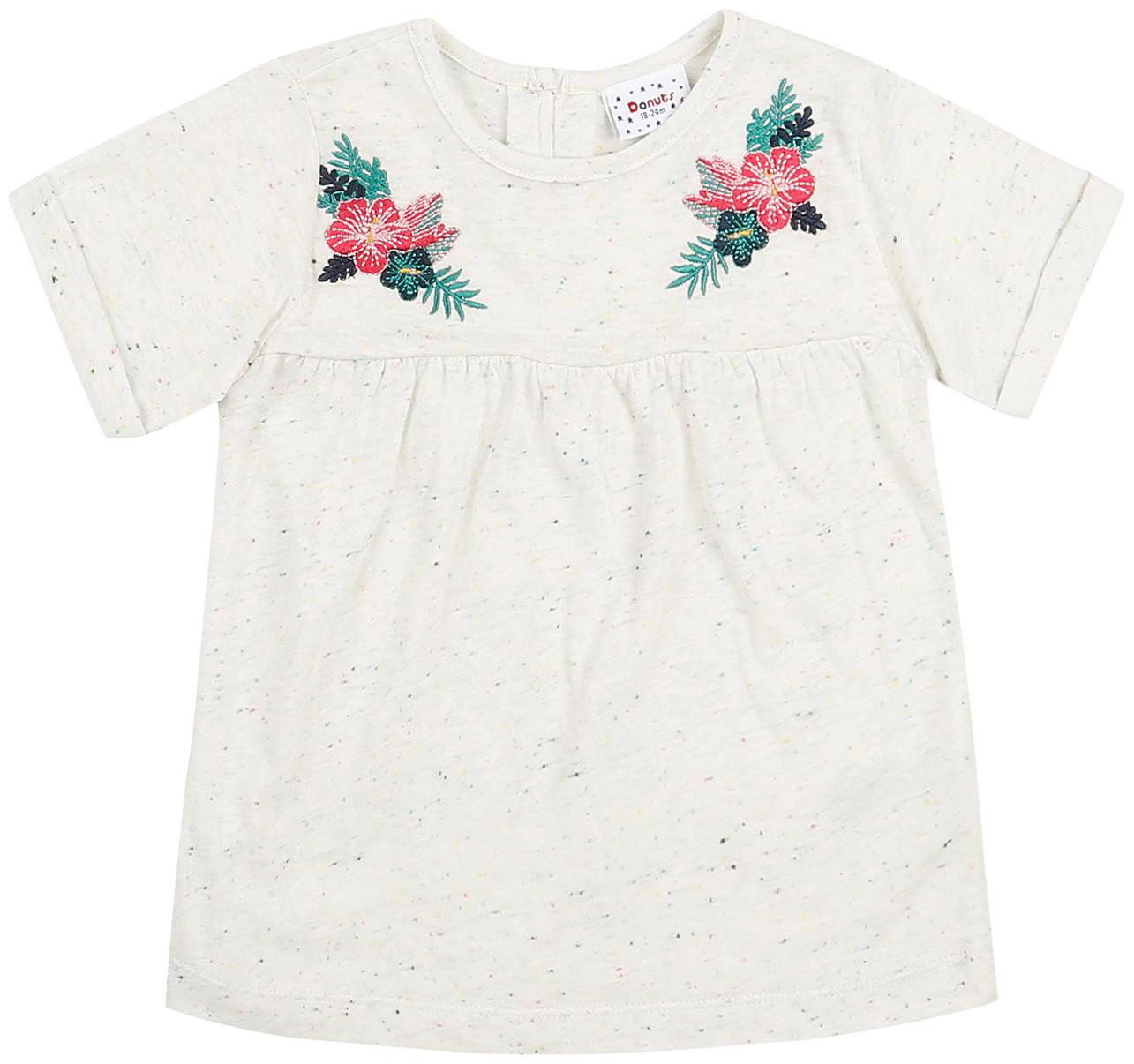 

Donuts Cotton Self design Top for Baby Girl - White