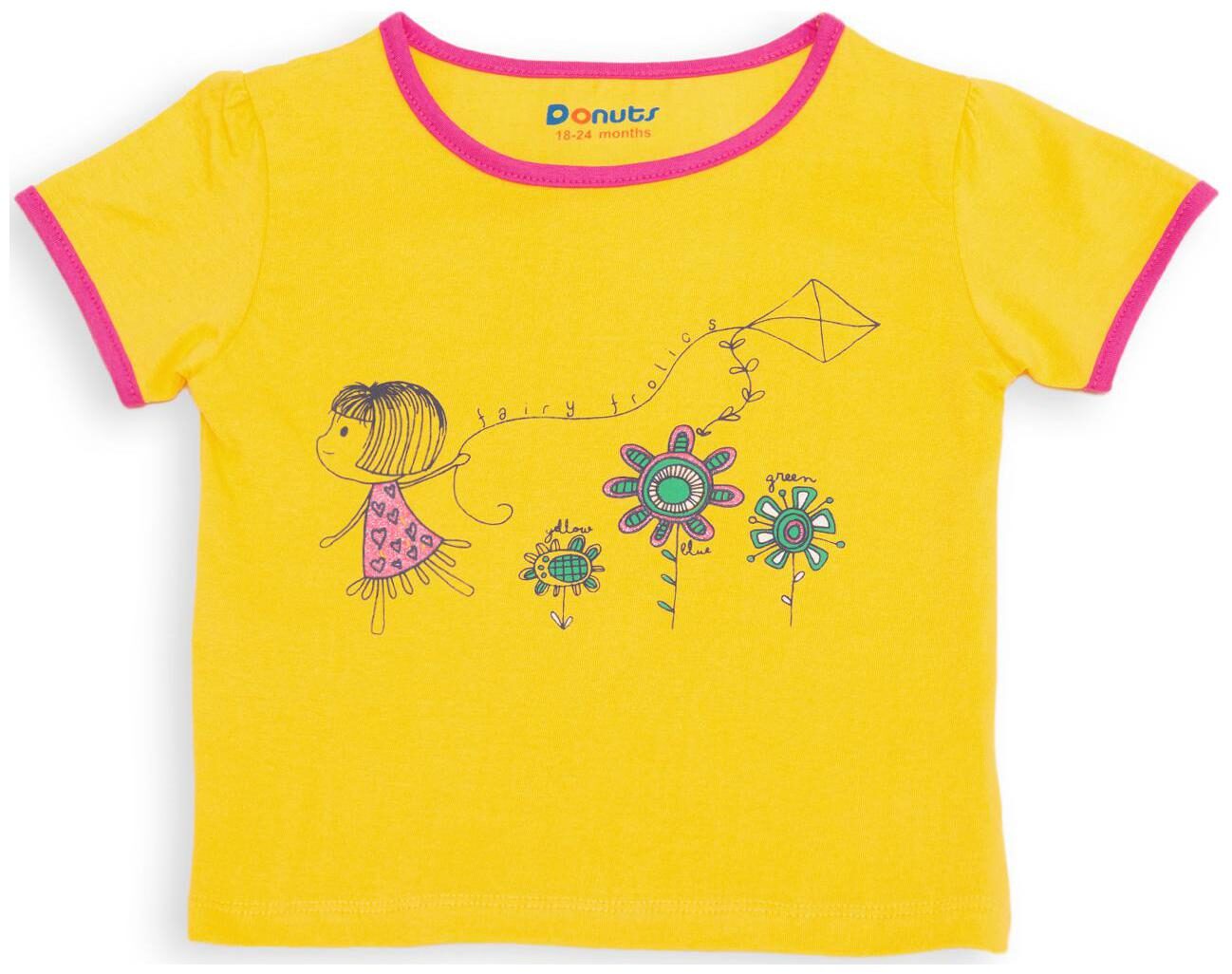 

Donuts Cotton Printed T shirt for Baby Girl - Yellow
