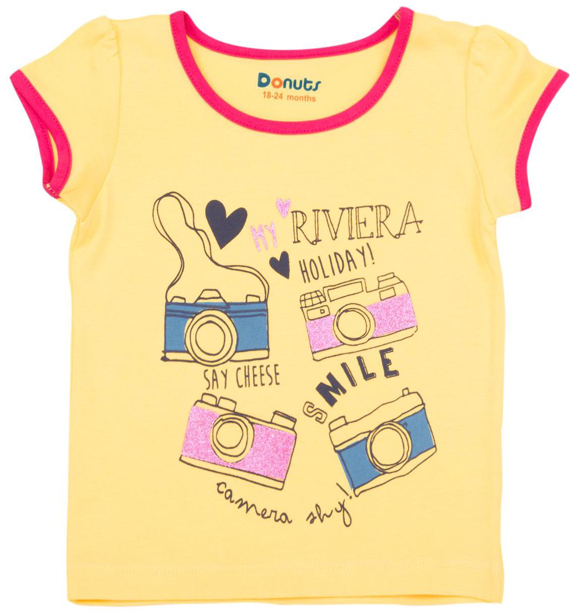 

Donuts Cotton Printed T shirt for Baby Girl - Yellow