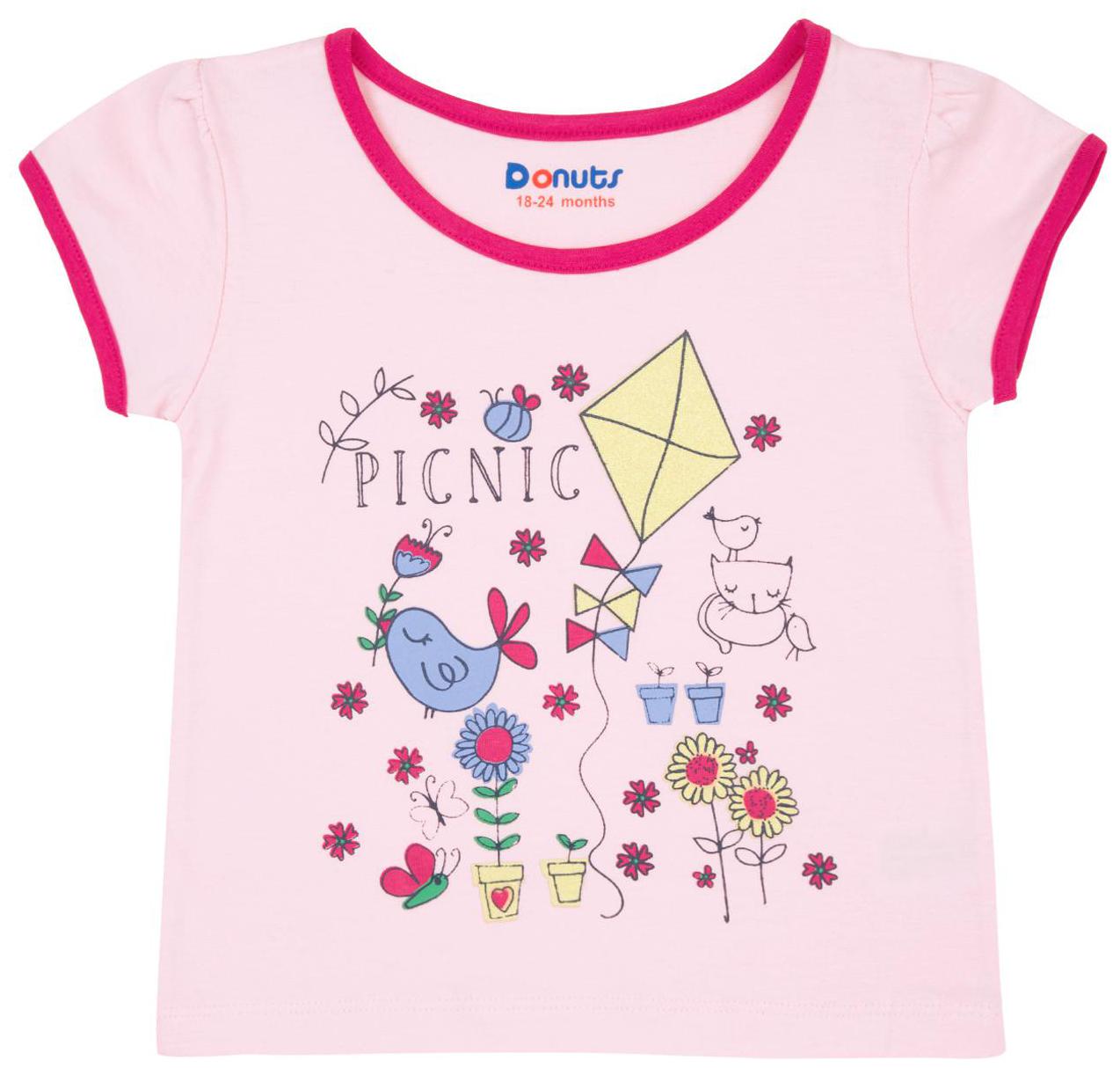 

Donuts Cotton Printed T shirt for Baby Girl - Pink
