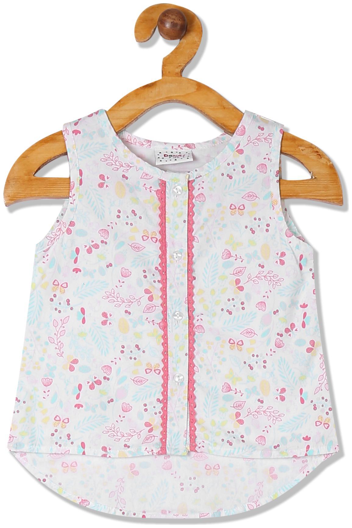 

Donuts Cotton Printed Top for Baby Girl - White