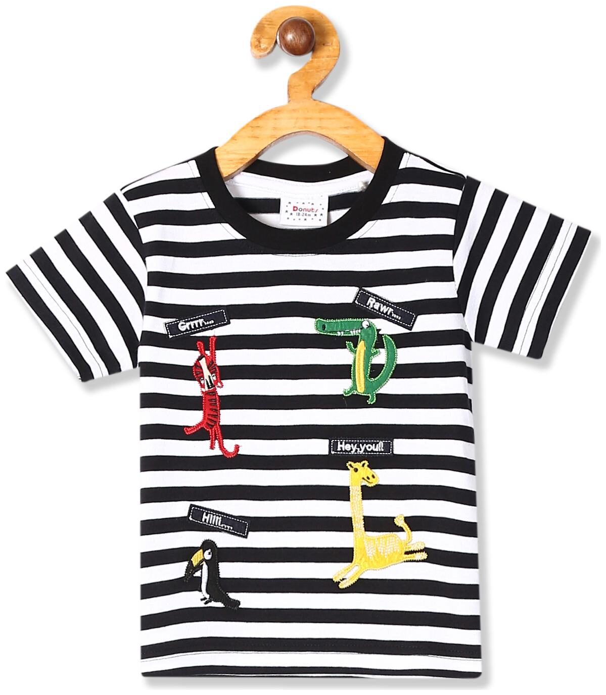 

Donuts Cotton Striped T shirt for Baby Boy - White