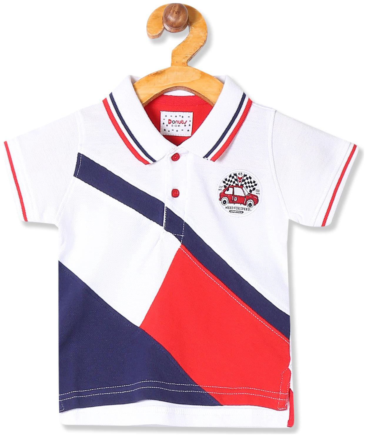 

Donuts Cotton Colorblocked T shirt for Baby Boy - White