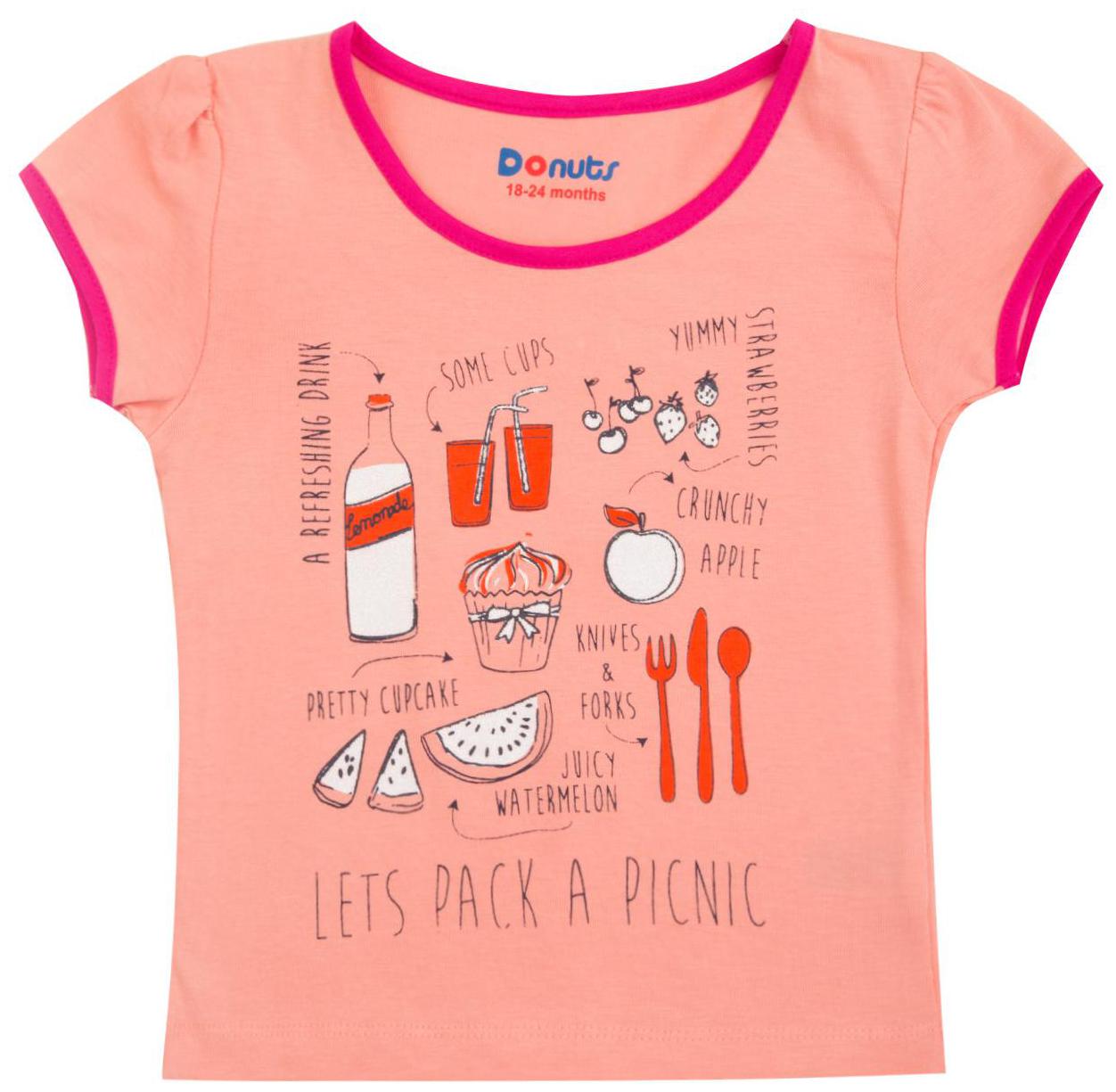 

Donuts Cotton Printed T shirt for Baby Girl - Pink