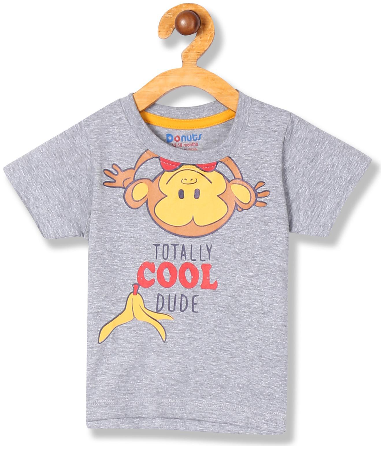 

Donuts Cotton Printed T shirt for Baby Boy - Grey